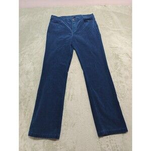 Chaps Womens Corduroy Pants Sz 8 Blue Straight Leg Elastic Waist Comfort Stretch